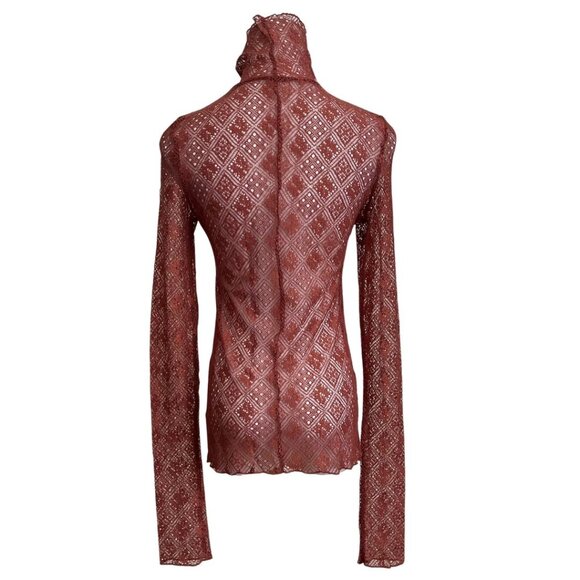 FREE PEOPLE INTIMATELY TRIBECA SWEET MEMORIES LACE TURTLENECK SHEER TOP - S - Picture 4 of 10